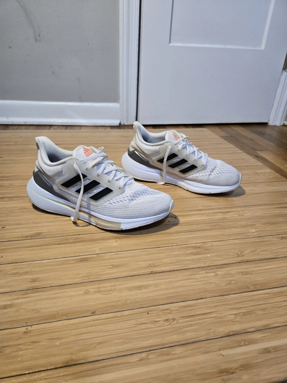 Adidas Women's White Running Shoes with Black Stripes
